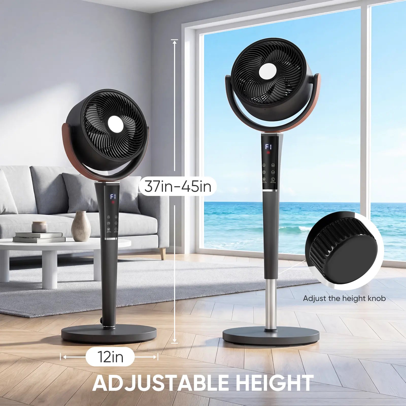 Smart Pedestal Fan - 15 Speeds & 20dB Whisper Quiet Air Circulator