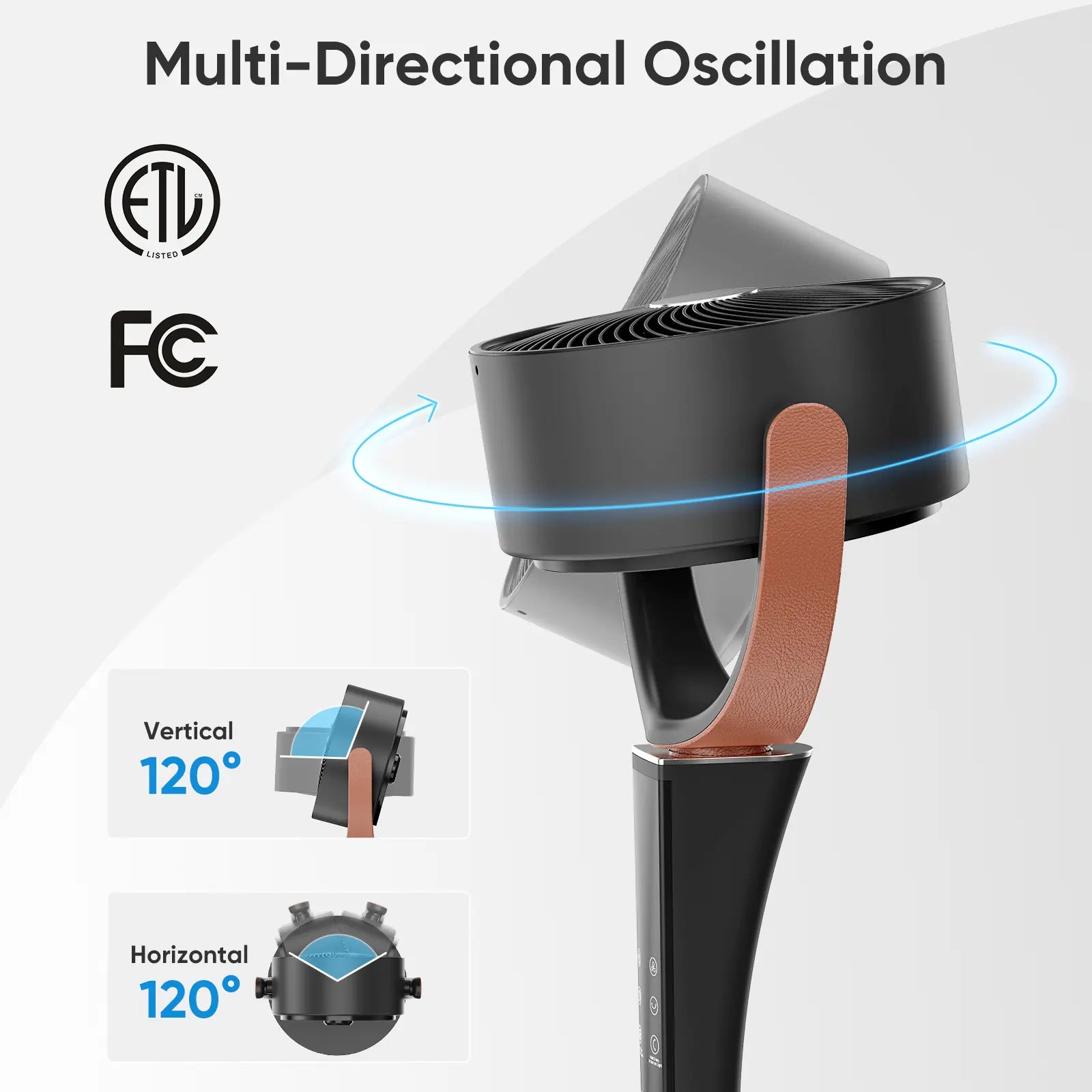 Smart Pedestal Fan - 15 Speeds & 20dB Whisper Quiet Air Circulator