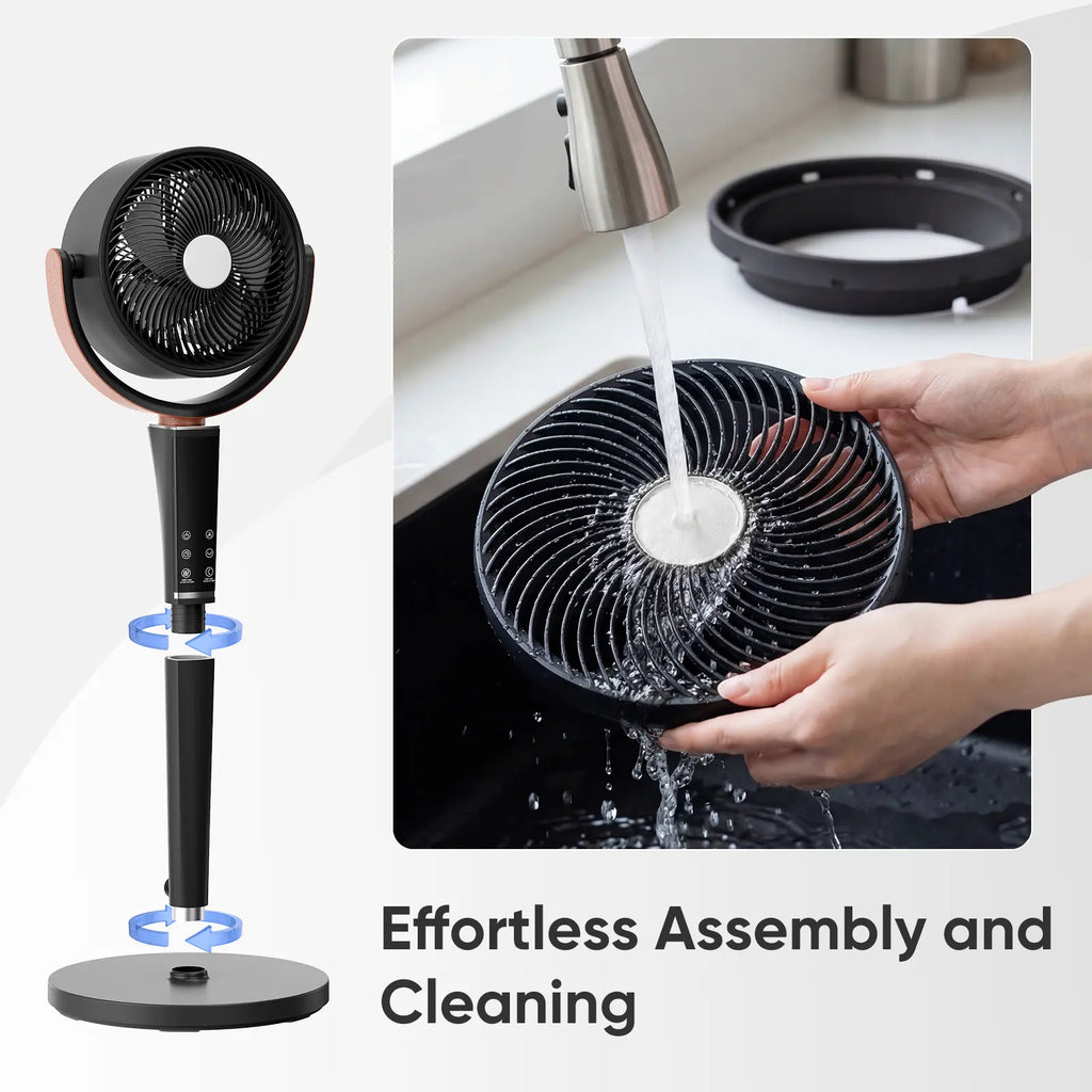 Smart Pedestal Fan - 15 Speeds & 20dB Whisper Quiet Air Circulator