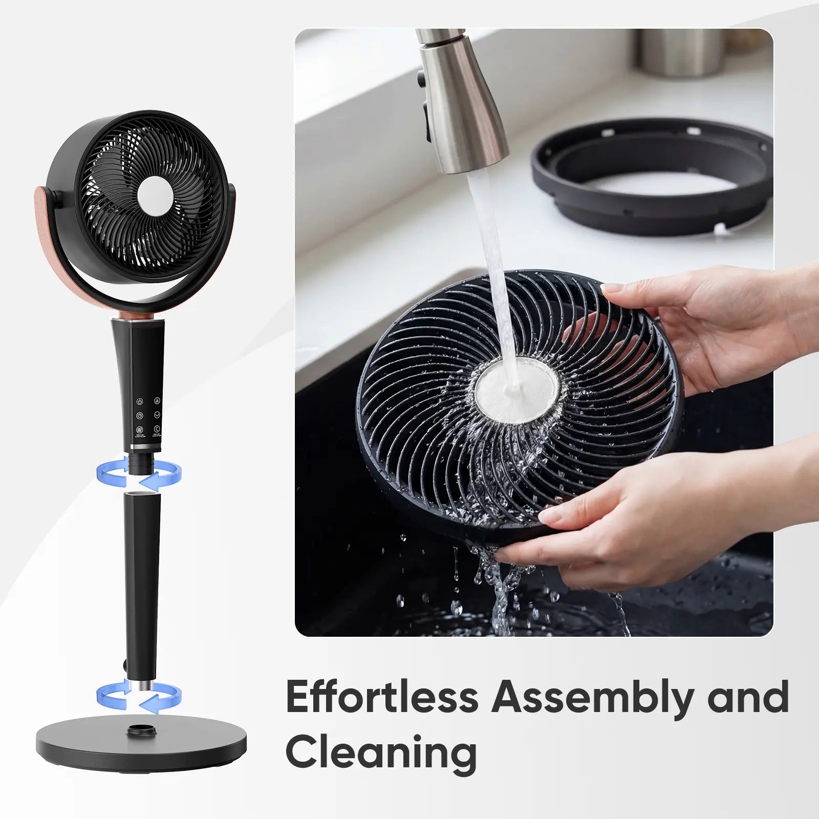 Smart Pedestal Fan - 15 Speeds & 20dB Whisper Quiet Air Circulator