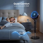 Smart Pedestal Fan - 15 Speeds & 20dB Whisper Quiet Air Circulator