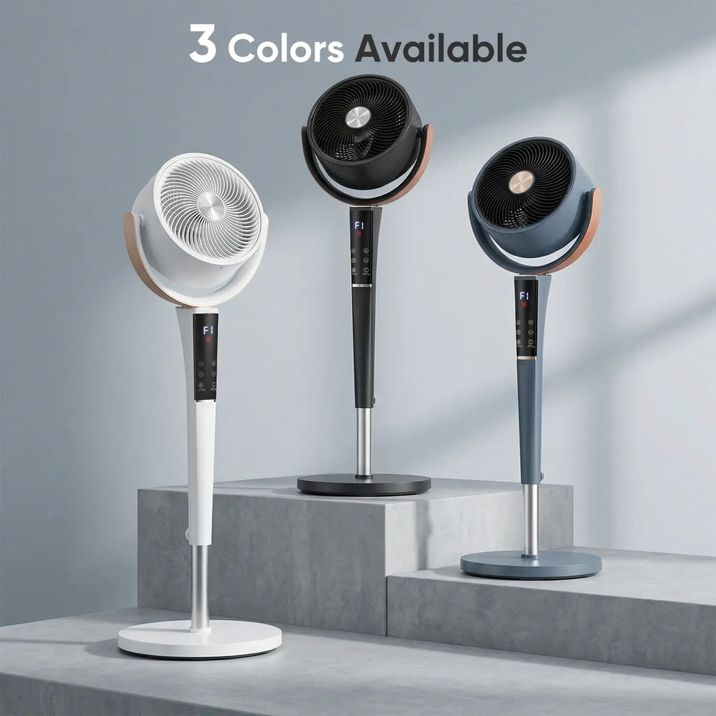 Smart Pedestal Fan - 15 Speeds & 20dB Whisper Quiet Air Circulator