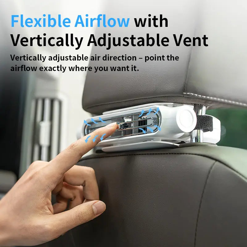 Portable Car Seat Velcro Fan with 3 Speeds & 3000mAh Rechargeable Battery